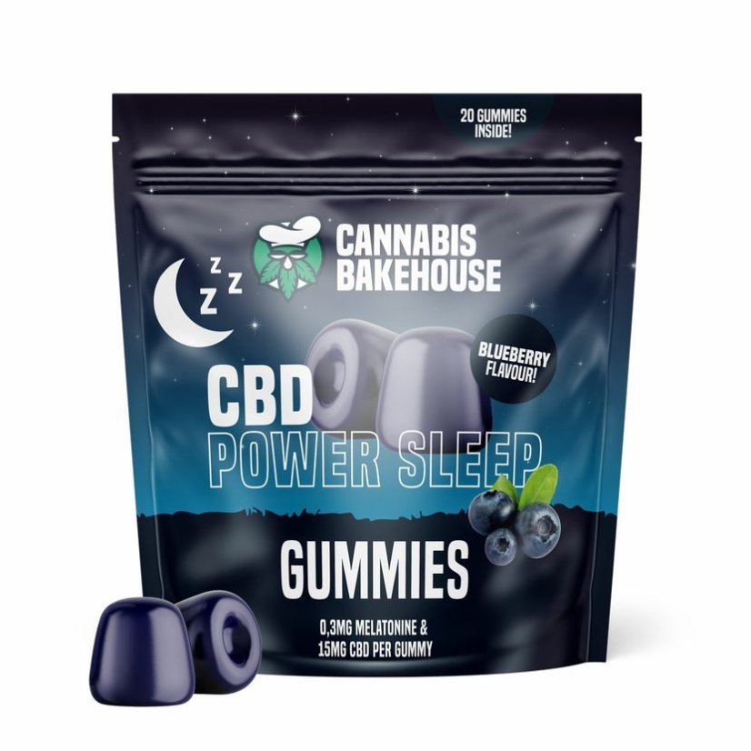Cannabis Bakehouse CBD Power Sleep Vingummi+ Melatonin 300 mg, 20 stk x 15 mg CBD